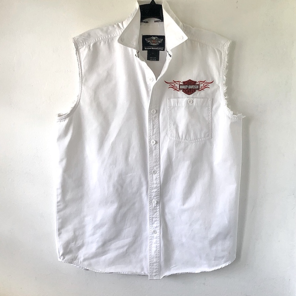 Harley-Davidson white sleeveless denim shirt Women's Large